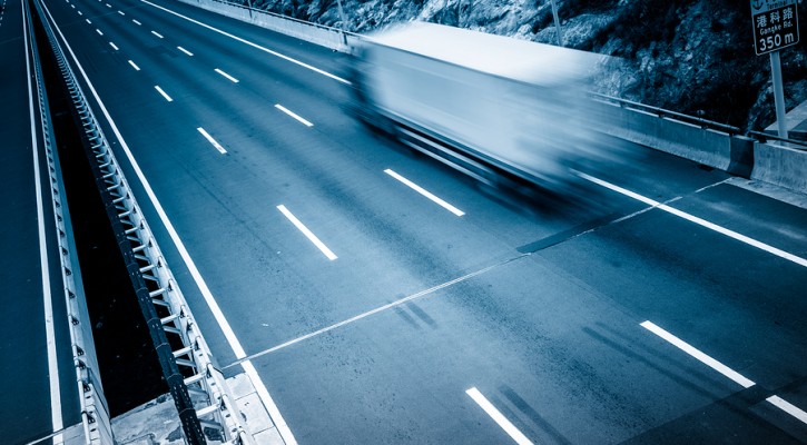 motion trucks on the freeway.